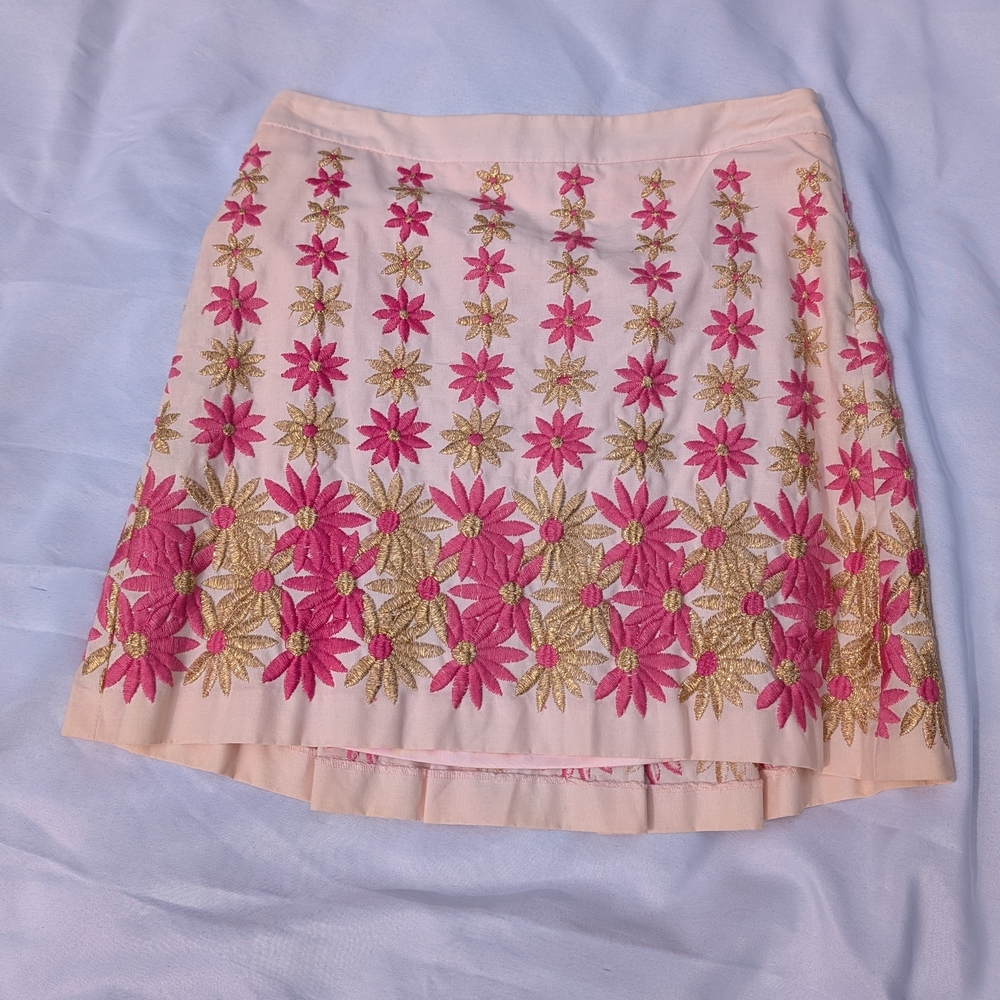Beth Bowley Pink and Orange Mini A-Line Skirt